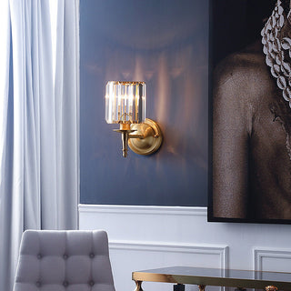 Luxury crystal wall lamp small illuminated — brass gold sconce