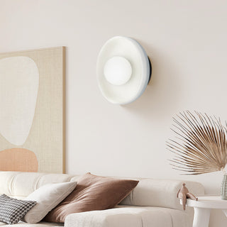 Blue gradient Nordic wall sconce ceramic detail — bedroom lamp