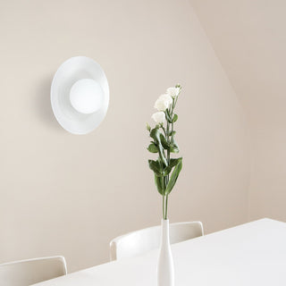 Nordic minimalist white ceramic dome wall lamp angle — sconce