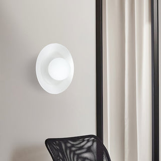 White ceramic dome Nordic wall sconce detail — minimalist lamp