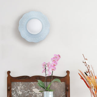Retro ceramic wall light flower petal illuminated — soft glow