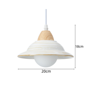 Modern ceramic pendant in interior — milky white hat ceiling lamp