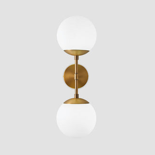 Medieval double ball wall lamp illuminated — gold metal sconce