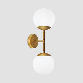 Gold double ball wall sconce detail — medieval metal wall lamp