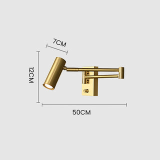 Nordic brass gold LED adjustable spotlight wall sconce — lamp
