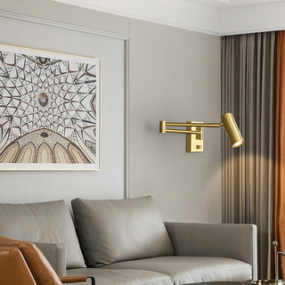 Gold finish adjustable brass Nordic wall sconce detail — LED