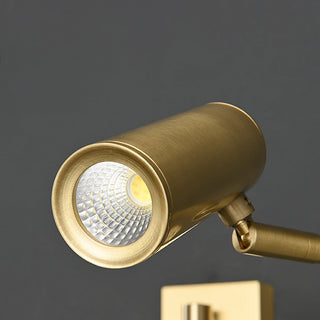 Nordic gold brass LED adjustable spotlight wall lamp — sconce