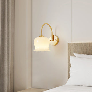 French floral wall lamp flower glass illuminated — brass gold sconce