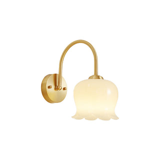 Brass gold French flower wall lamp ambient — floral glass sconce