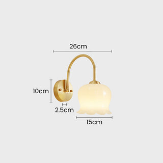 French floral gold brass wall lamp — flower glass sconce fixture