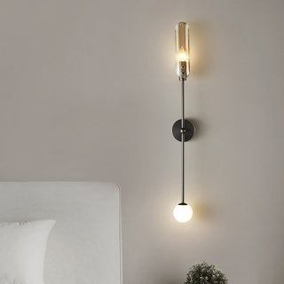 Modern copper wall lamp double head illuminated — brass glass sconce