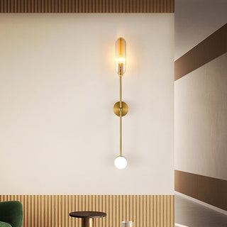 Copper brass glass double head wall sconce — modern adjustable lamp