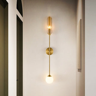 Copper double head adjustable wall sconce — modern brass glass lamp