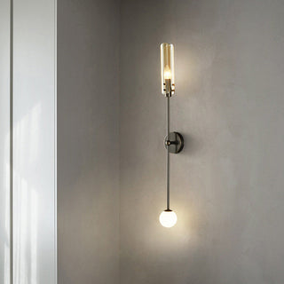 Modern double head copper wall lamp adjustable — brass glass fixture
