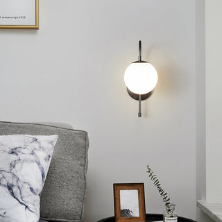 Vintage copper ball shaped wall lamp with brass glass fixture