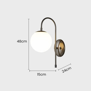 Brass glass copper ball wall lamp ambient — vintage sconce