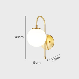 Vintage copper ball shaped wall sconce — brass glass lamp