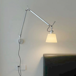 Rotatable silver wall sconce detail — modern adjustable lamp