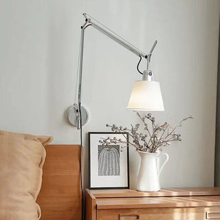 Modern silver rotatable wall lamp illuminated — adjustable sconce