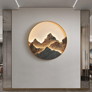 Chinese LED round mountain wall lamp angle — gold living sconce