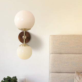Rustic metal base wood wall sconce double head — medieval lamp