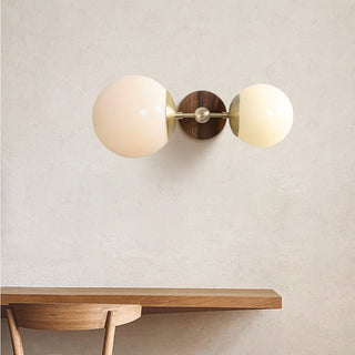 Medieval wood wall lamp double head illuminated — rustic metal