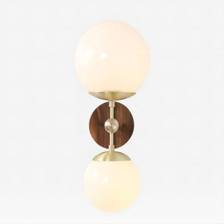 Double head rustic wood wall sconce metal base detail — medieval