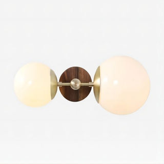 Medieval double head wood wall lamp angle — rustic metal sconce