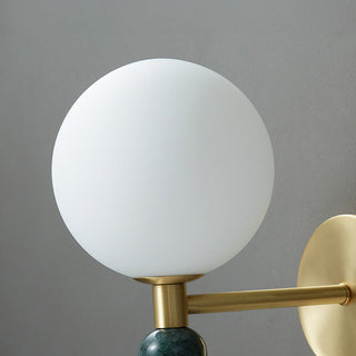 Modern marble bedside cylindrical wall lamp — copper base sconce