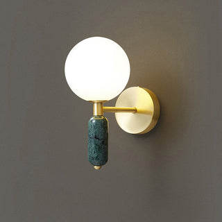 Copper base cylindrical marble wall sconce — bedside wall light