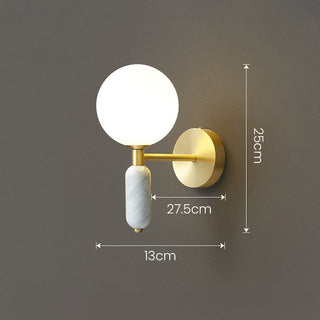 Marble bedside wall lamp angle — cylindrical shade copper base