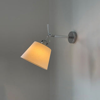 Silver aluminum fabric spotlight wall sconce — modern adjustable