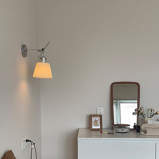 Adjustable spotlight silver aluminum fabric wall lamp — living room