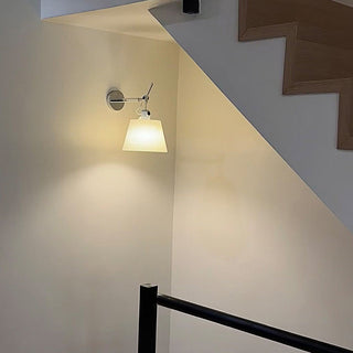 Adjustable wall lamp spotlight silver aluminum — fabric shade