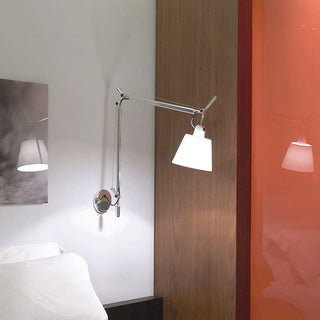 Adjustable silver spotlight wall lamp angle — aluminum fabric sconce