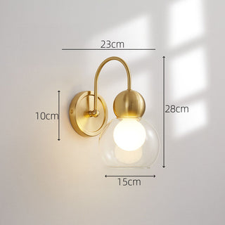 Mid-century rotatable brass glass wall sconce — modern living room lamp