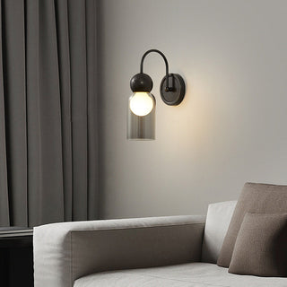 Contemporary Nordic brass wall light clear glass shade — living room