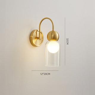 Nordic brass clear shade wall lamp in living room — contemporary