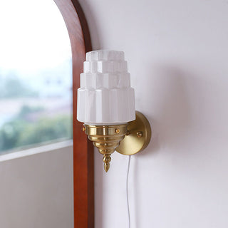 Nordic modern wall lamp white shade illuminated — sconce