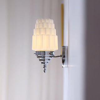 White shade Nordic wall sconce detail — stylish interior lamp