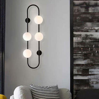 Multi ball glass wall lamp black gold illuminated — elegant