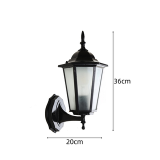 Retro outdoor wall lamp clear glass shade illuminated — garden
