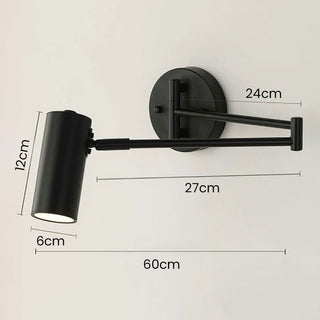 Nordic bedside wall light black iron angle — adjustable E27