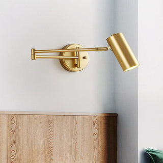 Black iron adjustable Nordic wall sconce close-up — E27 bedside