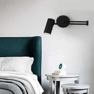 Nordic adjustable black iron bedside wall light — E27 reading lamp