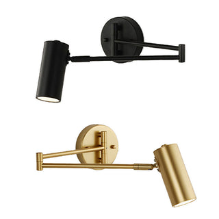 Adjustable black iron Nordic bedside sconce detail — E27 lamp