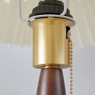 Fabric shade walnut wood wall sconce detail — classic elegant
