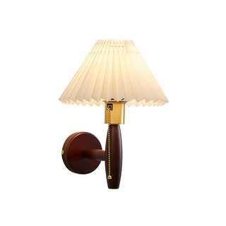 Walnut wall lamp folded fabric angle — classic elegant sconce