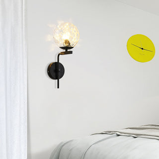 Nordic glass ball wall light with black gold base — modern sconce