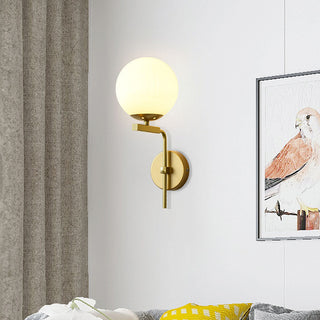 Glass ball black gold base Nordic sconce detail — wall lamp